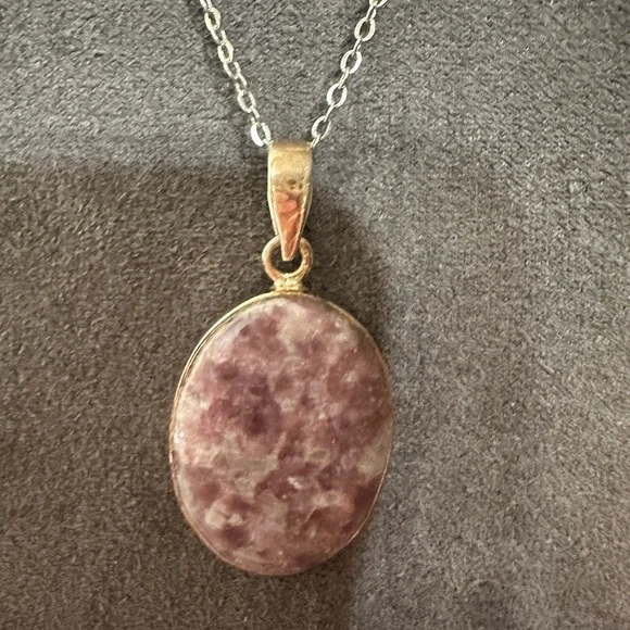 Oval Sparkling Pink Tourmaline Quartz Pendant in Silver 925 Setting on Chain - Picture 15 of 15